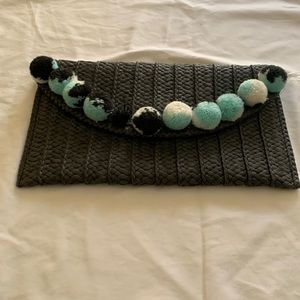 Black flip cover clutch with blue/black and white balls!!